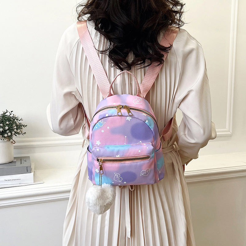 Nylon Cloth Large Capacity Simple Casual Simple Candy Color Texture Hand-carrying Backpack