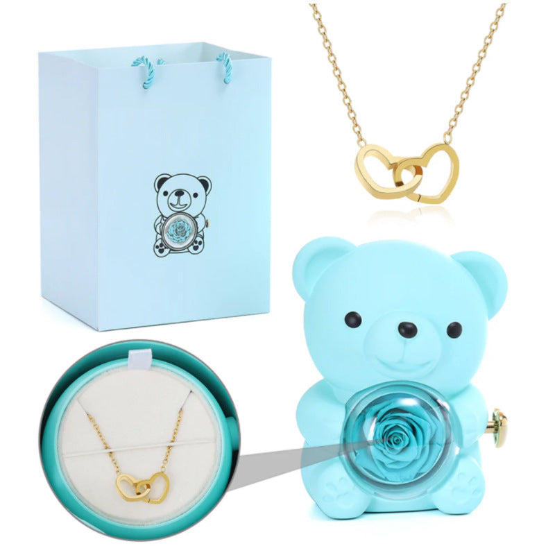 Rotating Eternal Flower Gift Box Necklaces