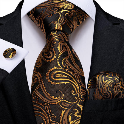 Neckties Luxury Black And Gold