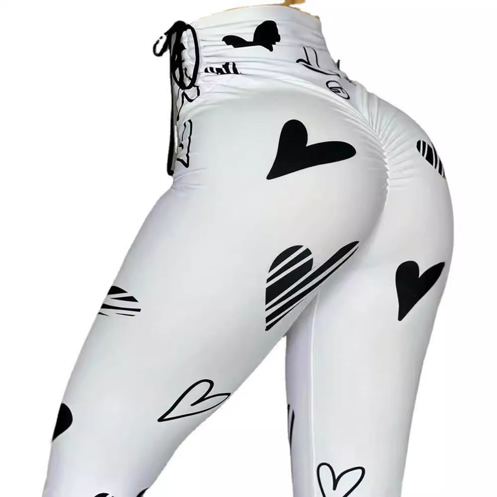 Heart Print Yoga Sports Fitness Leggings