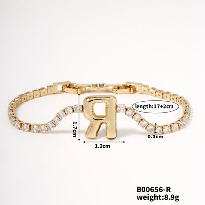 Buckle English Letter Bracelet Female Zircon