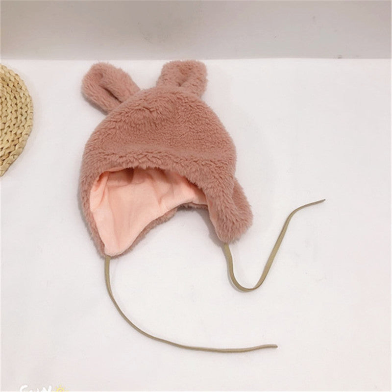 Solid Color With Fur Three-dimensional Cartoon Children's Earflaps Cap