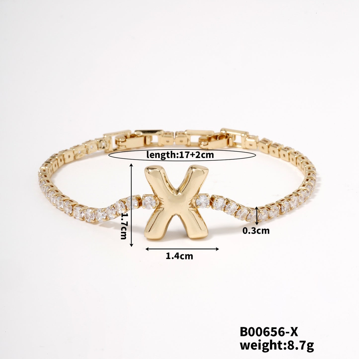 Buckle English Letter Bracelet Female Zircon