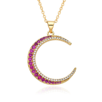 Copper Plating Color Zircon Pendant Necklace For Women