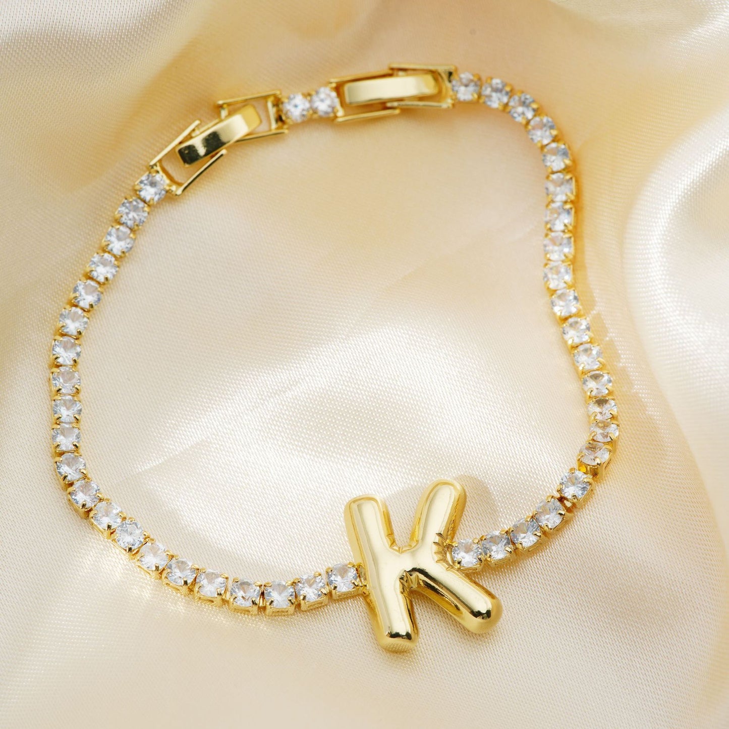 Buckle English Letter Bracelet Female Zircon