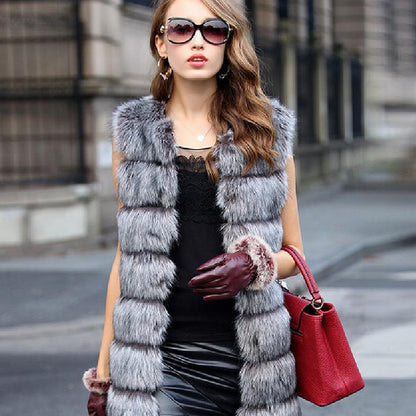 Ladies Faux Fox Fur Vests