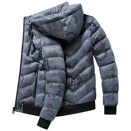 Abrigos acolchados de forro polar con capucha de invierno para hombre