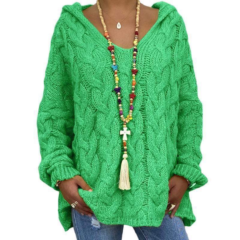 Solid Color Twist Knitted Hoodie Sweaters