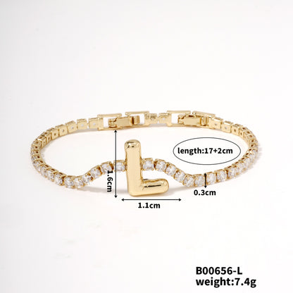 Buckle English Letter Bracelet Female Zircon