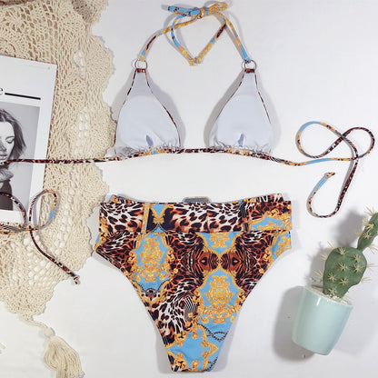 Printed halter bikini