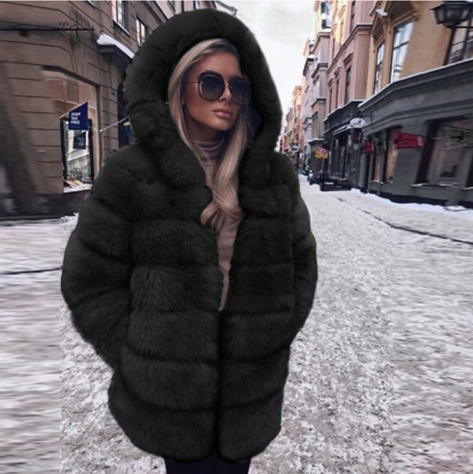 Luxury winter warm fluffy faux fur coats