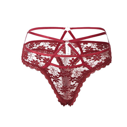 Lace cutout thong