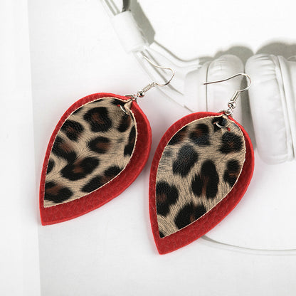 Multilayer leopard print earrings