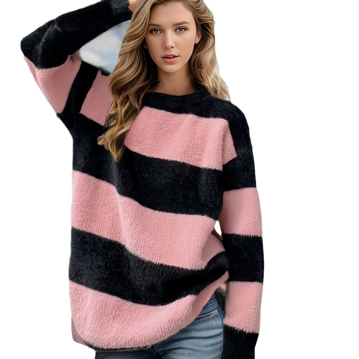 Striped long sleeve sweaters