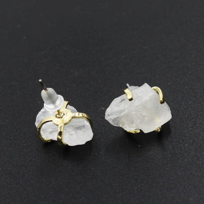 Natural Raw Gemstone Stud Earrings