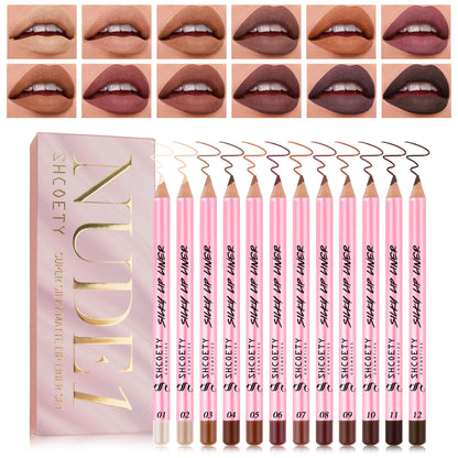 12 Color Matte Lipstick Lip Liner Set