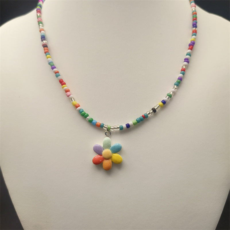 Childlike Cartoon Cute Children's Rainbow Love Clavicle Chain Dopamine Necklace