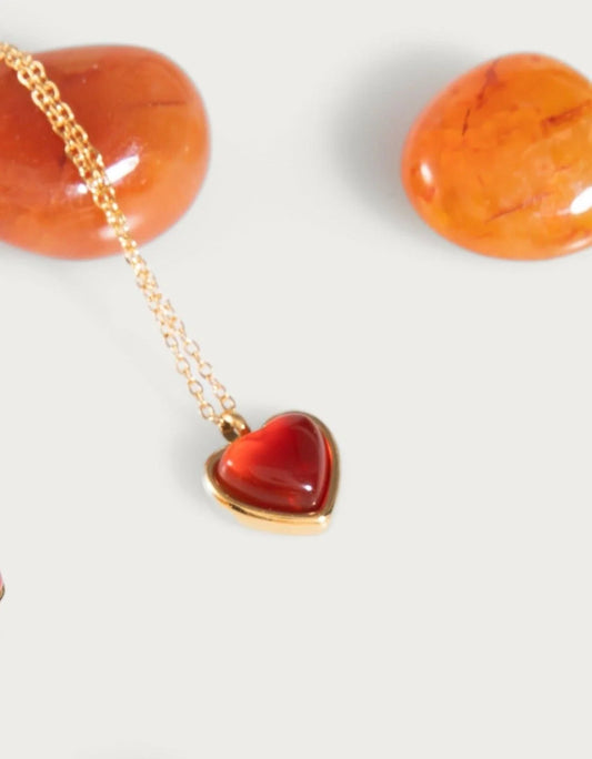 Carnelian Stone Heart Necklace