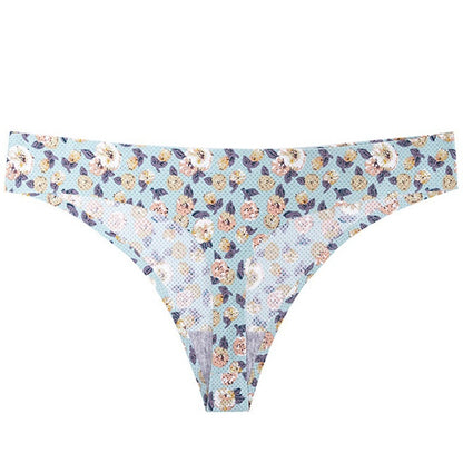 Flower printed low waist thong women