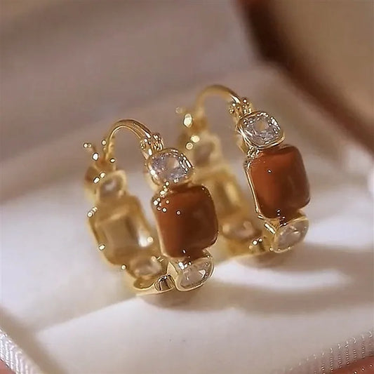 Brown Zircon Earrings