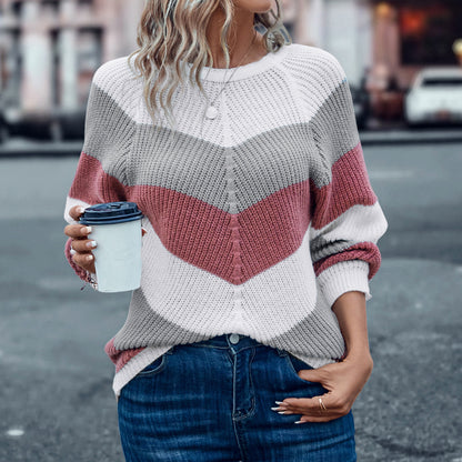 Striped Crew Neck Casual Sweaters