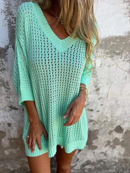 Women Hollow Out Knitted Beach Shirts