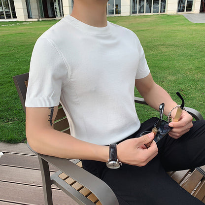 Solid Color Knitted T-shirt Bottoming Shirts