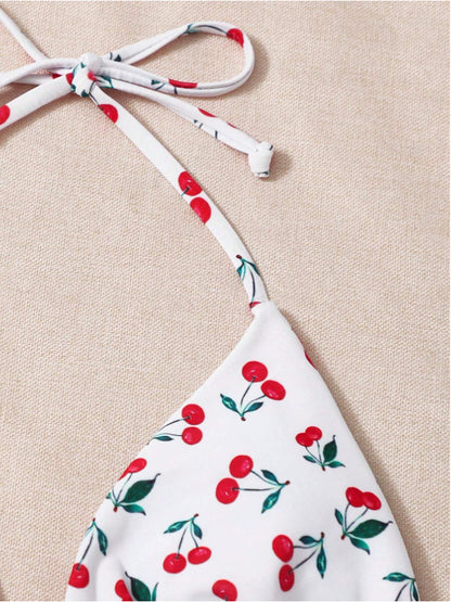 Cherry Split Halter Bikinis