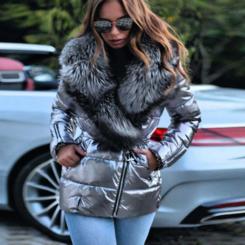 Cotton Jacket With Big Fur Collar