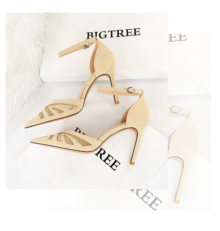 Pointed Toe Nightclub Mesh Hollow-out Strap Sandals