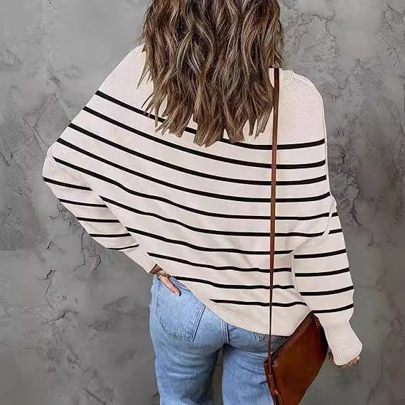 Loose Pullover Stripe Sweater For Women