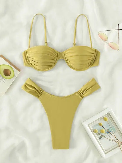 Solid Color Push-Up Micro Bikini Sets