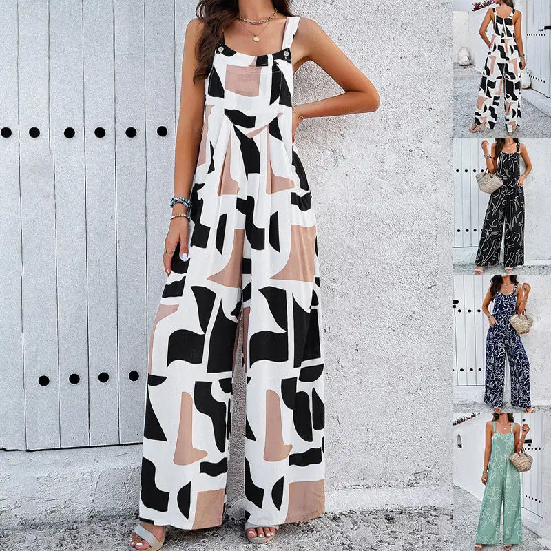 Printed Square Neck Jumpsuits