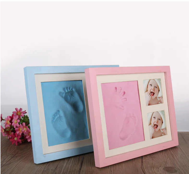 Baby Hand & Footprint Kit with Solid Wooden Frame