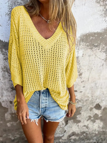 Women Hollow Out Knitted Beach Shirts