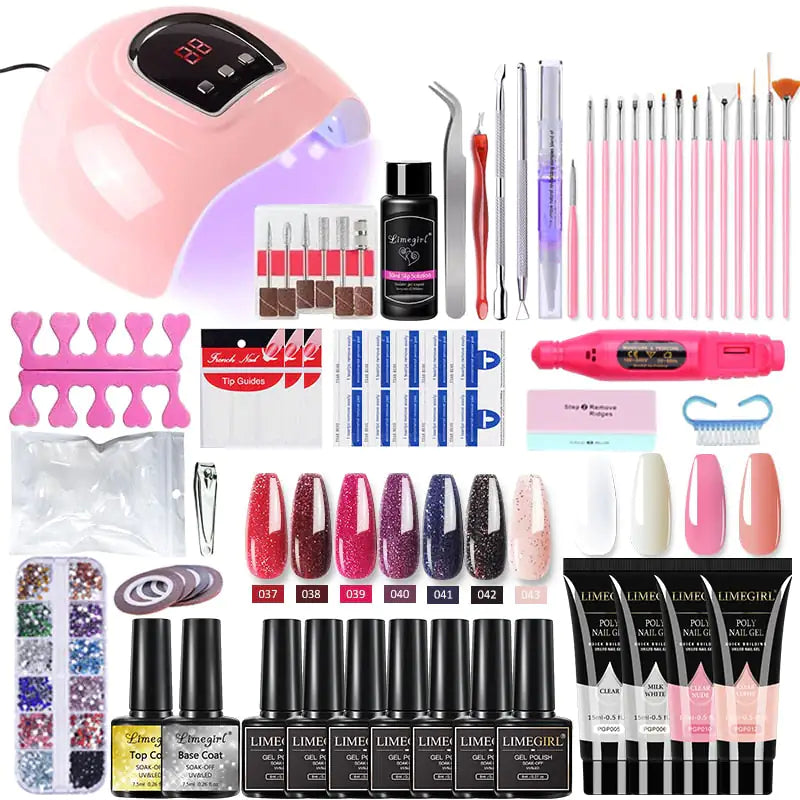 Kit de gel de uñas Poly con lámpara UV de 54W