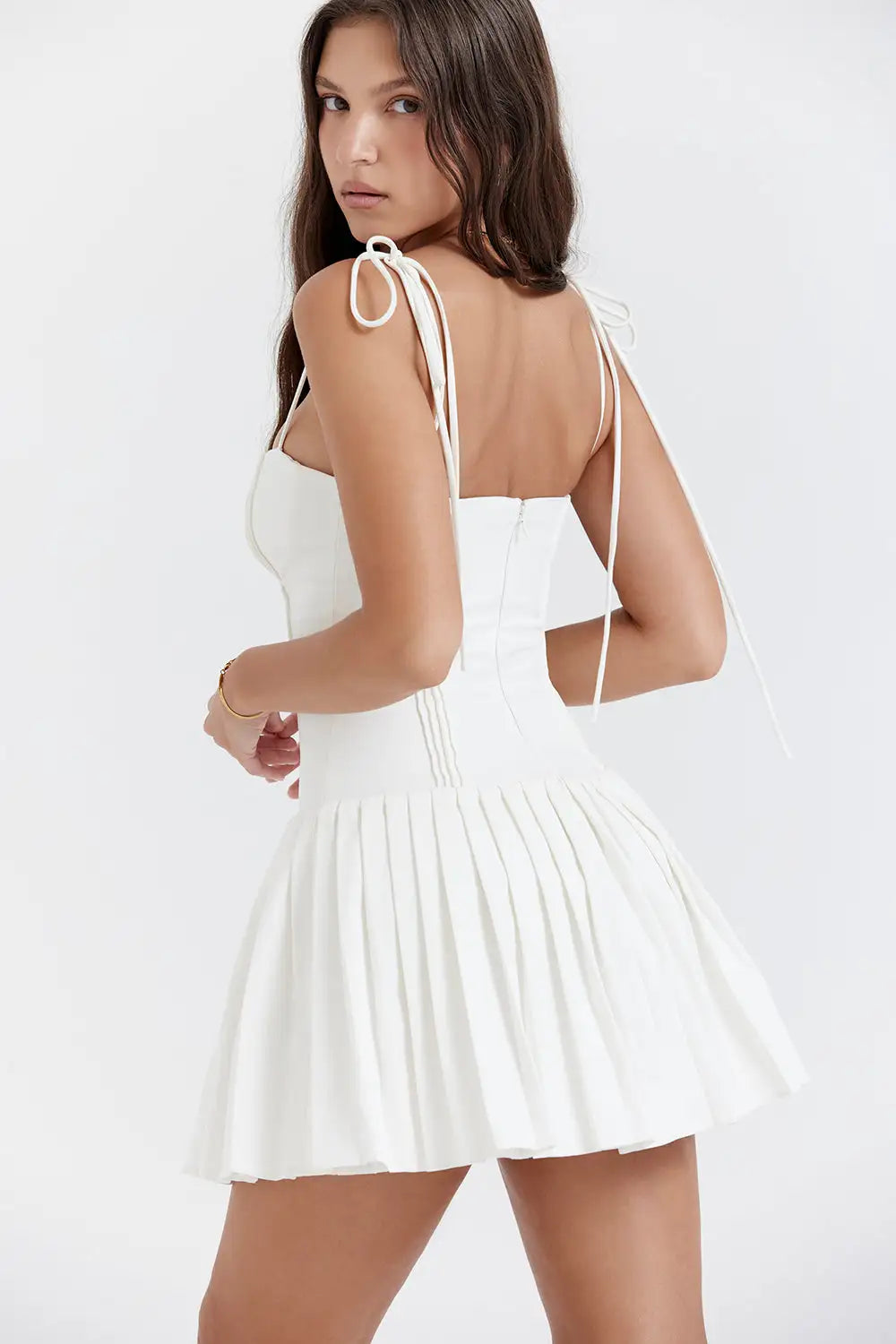 White Pleated Dresses