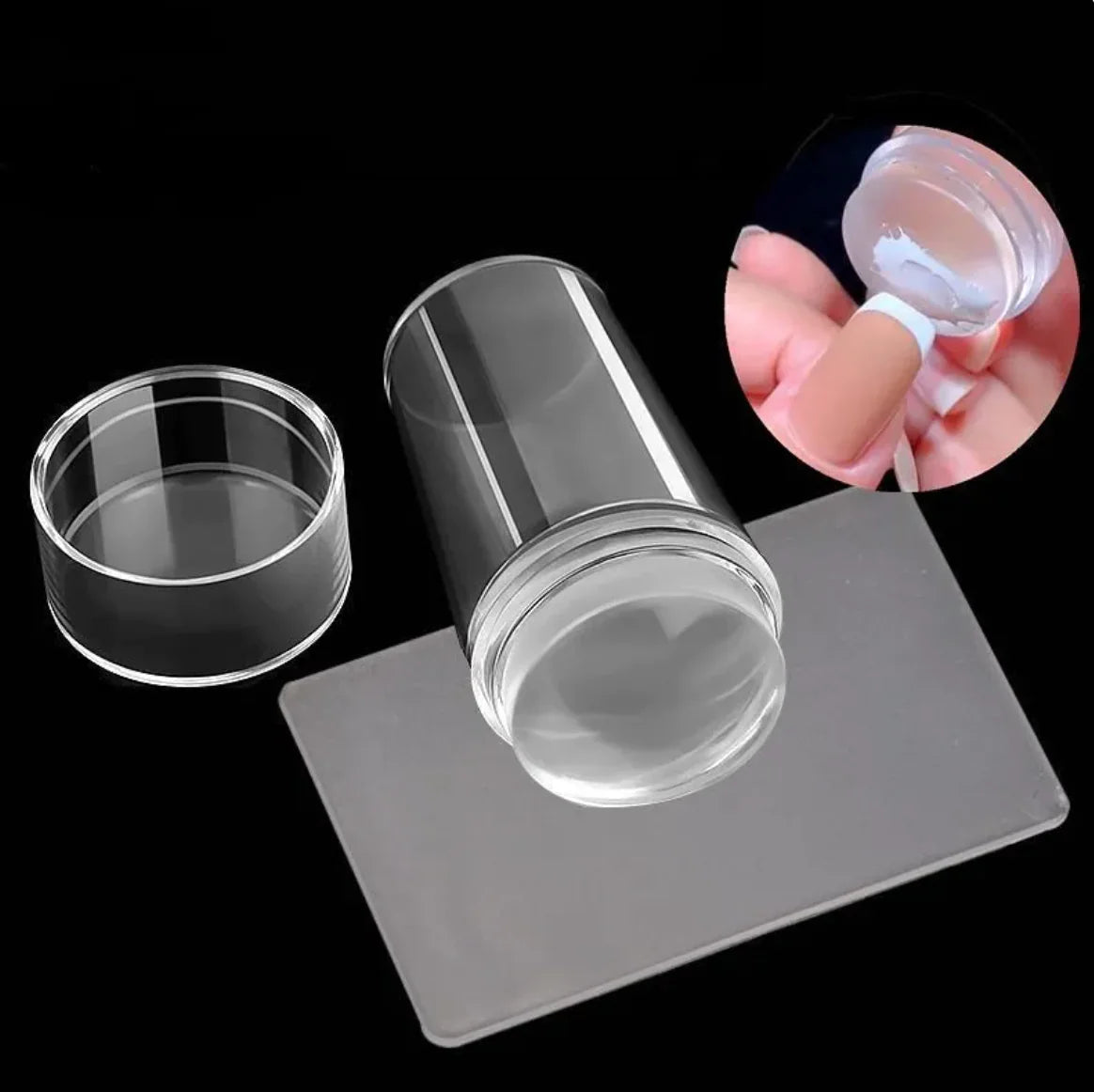 Clear Silicone V-Line French Edge Smile Turn Stamp for Nails