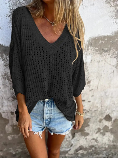 Women Hollow Out Knitted Beach Shirts