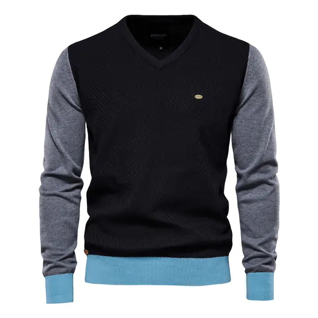 Spliced Cotton Men's Sweater