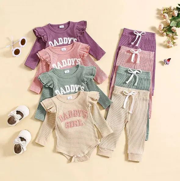 Candy Color Striped Embroidered Sets