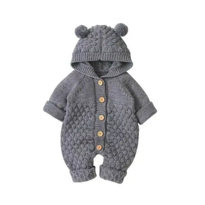 Baby Romper Bear Ear Knit Hooded Jumpsuits