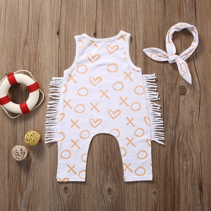 Newborn Baby Girl Sleeveless Tassel Romper Clothes