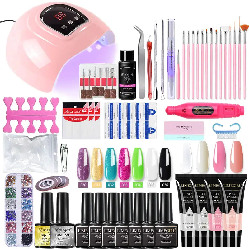 Kit de gel de uñas Poly con lámpara UV de 54W