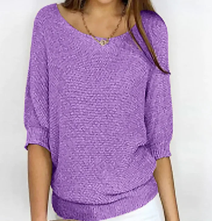 Round neck solid color sweaters