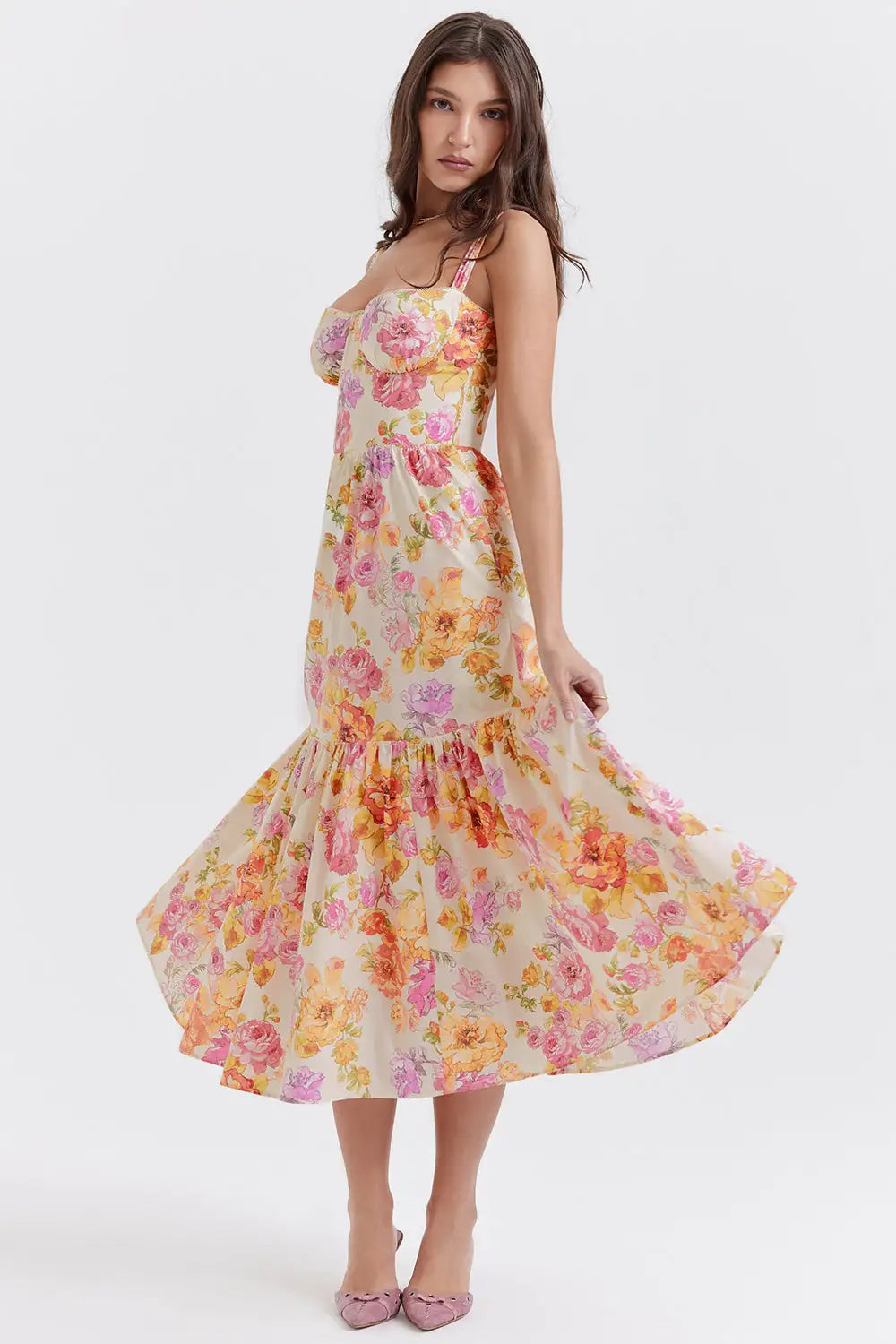 Printed Spaghetti Strap A-line Dresses