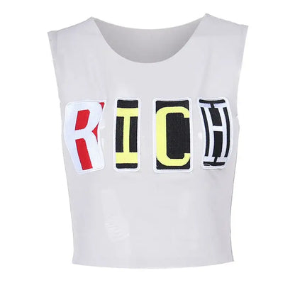 Feeling Rich Embroidered Cropped Tank Tops