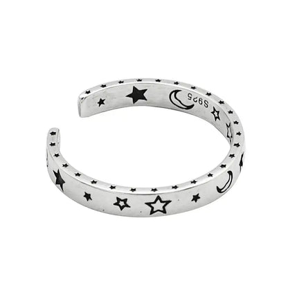 Silver Vintage Star Moon Rings