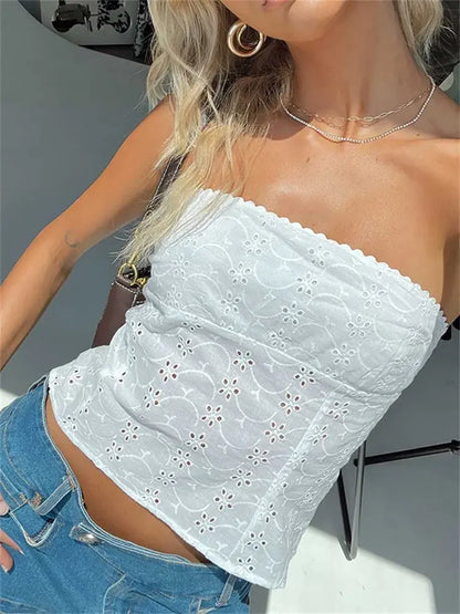 Floral Hollow Out Chic Tube Tops