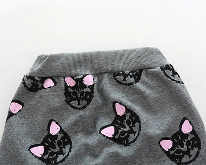 Long Sleeve Cats Print Tracksuit Set